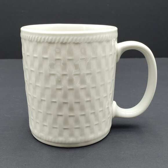 Pfaltzgraff Weave Mugs Off White Textured Embossed Basketweave Mugs Coffee Cups - Picture 5 of 9